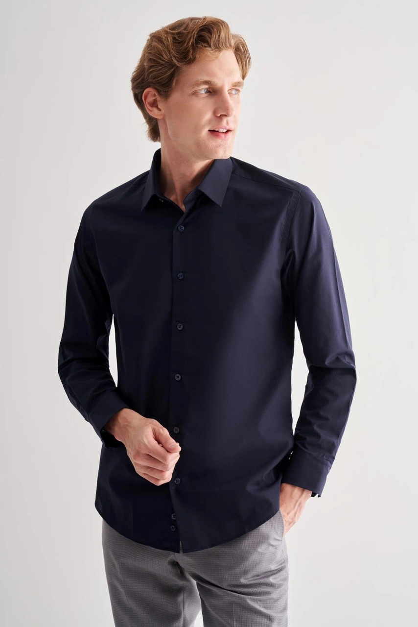 İmza Koyu Lacivert Sert Yaka Filafil Desen Uzun Kol Slim Fit Pamuklu Gömlek 1004255181 Koyu Lacivert İmza Koyu Lacivert Sert Yaka Filafil Desen Uzun Kol Slim Fit Pamuklu Gömlek 1004255181 Koyu Lacivert