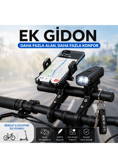 Bisiklet / Elektrikli Scooter Ek Gidonu Yardımcı Gidon 20 Cm Metal