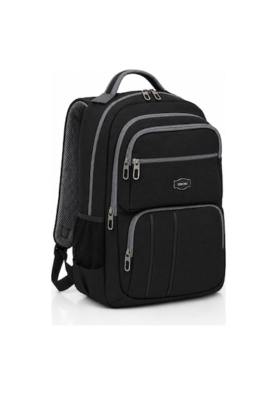 Unisex Kanvas Kumaş Laptop Bölmeli Okul Çantası , Günlük Spor Seyahat Sırt Çantası Siyah