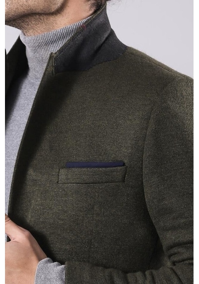 Wessi Yün Tek Düğmeli Yeşil Slim Fit Ceket Siyah