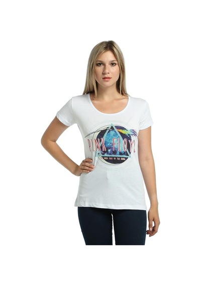 Bant Giyim - Pink Floyd Beyaz Kadın T-Shirt Tişört