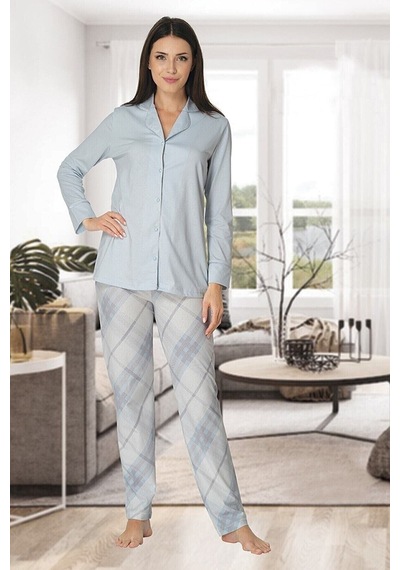 Effortt 8072 Önden Düğmeli Lohusa Pijama Takım Gri