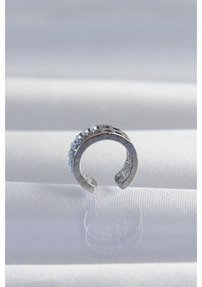Pirinç Gümüş Renk İncili Baget Taşlı Earcuff Küpe Eb-53-vice/ 1395 3100 Çok Renkli