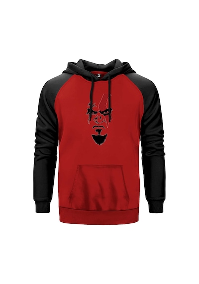 God Of War Kratos Face Kırmızı Renk Reglan Kol Sweatshirt Kırmızı