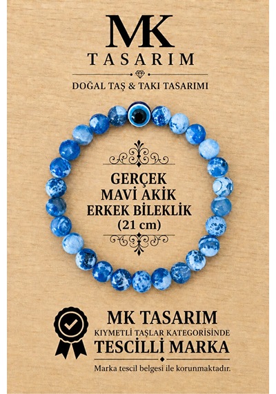 Gerçek Akik Taşı Erkek Bileklik Mk.8000.007 - Rahatlık-dinginlik-enerji- Stres Bilekliği-renkleri Bo Çok Renkli