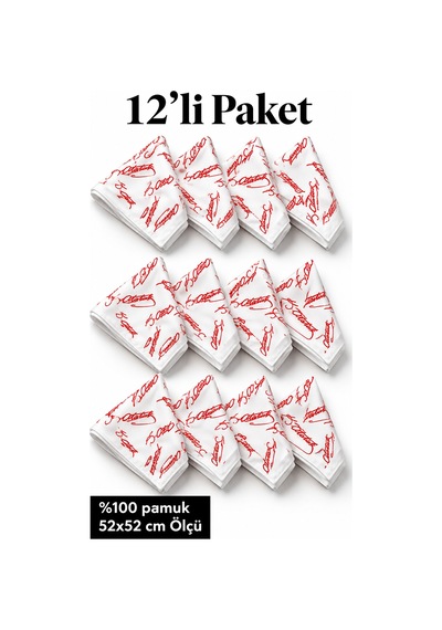 Herşeynota 12 Li Atatürk İmzalı 52x52 Cm %100 Pamuk Fular Bandana Tören Etkinlik Seti Çok Renkli
