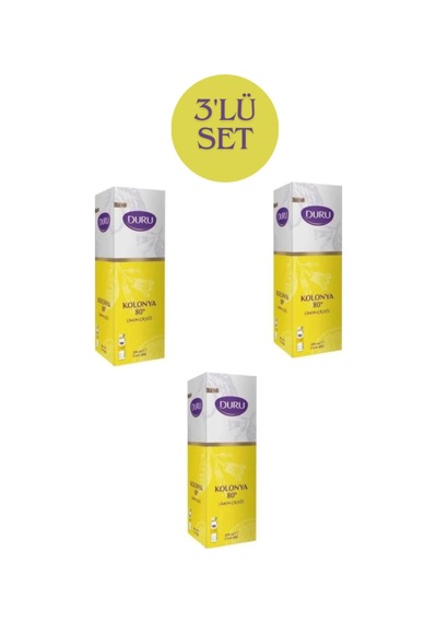3'lü Limon Çiçeği Kolonya Set Cam Şişe