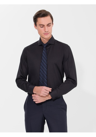 Cacharel Siyah Slim Fit %100 Pamuk İtalyan Basic Gömlek