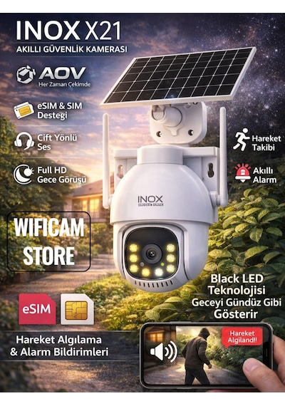 İnox X21 Aov 7/24 4g Solar Kamera Geceyi Gündüz Gösterebilme