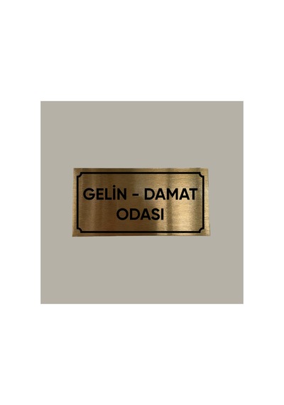 Gold Aluminyum Kapı İsimliği Gelin Damat Odası Yazılı Arkası Yapışkanlı 10x20 Cm