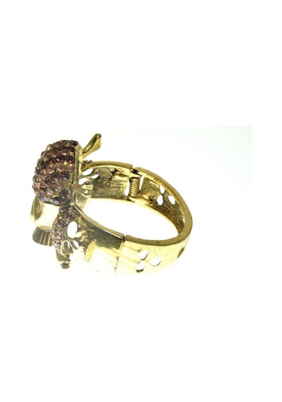 Hdmarketim Otantik Swarovski Taşlı Kurukafa Kelepçe Metal Bileklik 5489 Altın