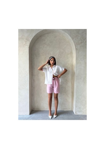 Verymoda Kemerli Şort D2686 Pembe