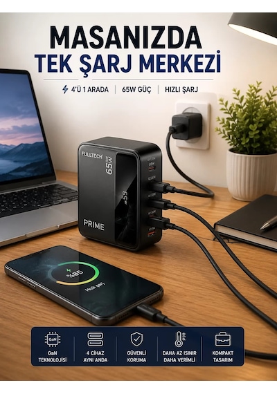 4 Cihazı Aynı Anda Destekleyen Şarj İstasyonu Renkli