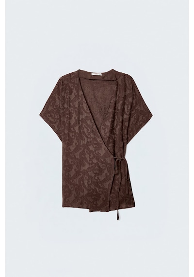 Sateen Lily Kimono - Kahve-137518
