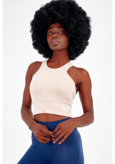 Maraton 17499 Active Slim Fit Kadın Bisiklet Yaka Kolsuz Gym Bralet Mercan