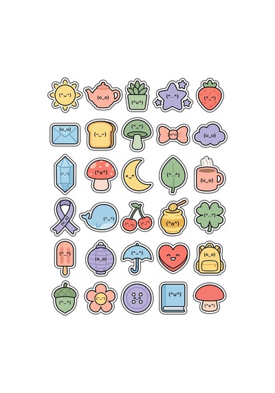 Pastel Estetik Sticker Seti 150 Adet - 5'li Mega Paket No04 - Laptop Defter Ajanda Çok Renkli