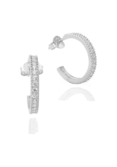 Brezza Lusso Jewelry Tamtur Işıltı Dizilim Night Kadın Gümüş Küpe 18 Mm