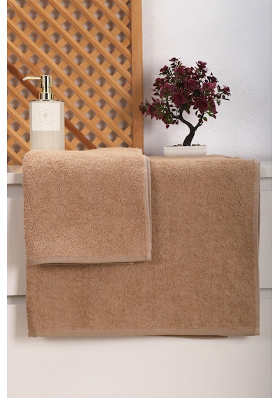 2 Parça Kadın / Erkek Banyo Duş Hamam Havlu Seti 90x150 Cm %100 Pamuklu Kahverengi