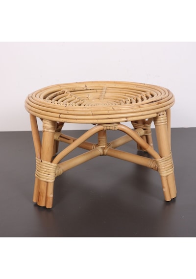 Yumru Doğal Kubu Rattan 40x25 Sehpa & Tabure Bej