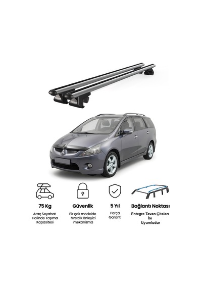 Venüs Mitsubishi Grandis 2003-2011 Uyumlu Gri Ara Atkı Port Bagaj Tavan Barı