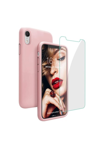 iPhone Uyumlu 7 8 Se 2020 Içi Kadife Soft Lansman Silikon Telefon Kılıfı - Ekran Koruyucu Pembe