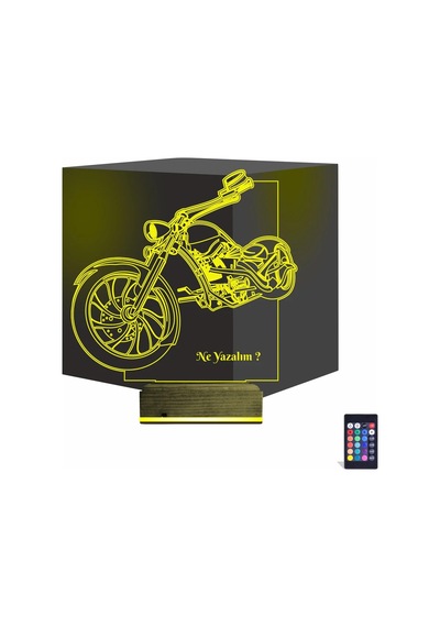 Luvivia Motosiklet Harley Motor Kişiye Özel 3d Lamba - Masa Gece Lambası V2 Şeffaf