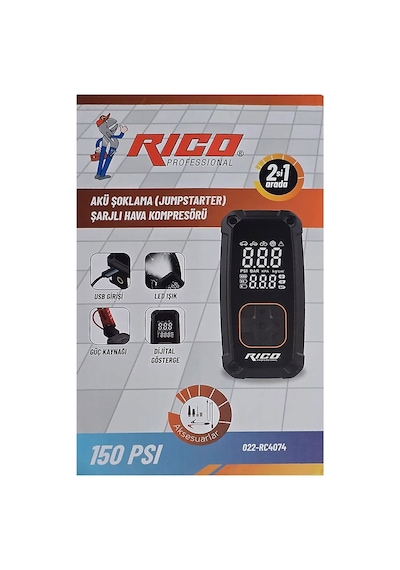 Rico Rico Şarjlı Hava Kompresörü Ve Akü Şoklama Makinesi 022-rc4074