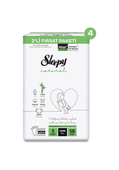 Sleepy Natural 2'li Mega Fırsat Paketi Bebek Bezi 5 Numara 232 Adet 4'lü
