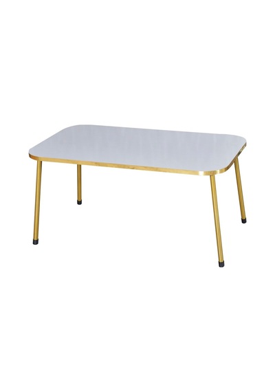 Zigon Sehpa Ve Orta Sehpa Kr Gold Metal Ayak Gold Beyaz Set Diğer