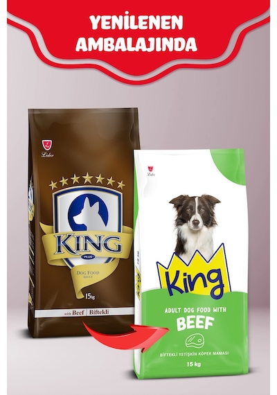 King Plus Beef Dog Biftekli Yetişkin Köpek Maması 15 KG