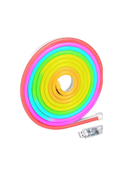 Mey İthalat 3 Metre Rgb Akıllı Neon Led Şerit Işık Telefon Ve Kumanda Kontrollü Ambiyans Aydınlatma