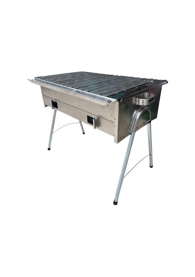 Paslanmaz Kömürlü Mangal 35 X 60 Cm Portatih Ayaklı Kalın Malzeme Gri