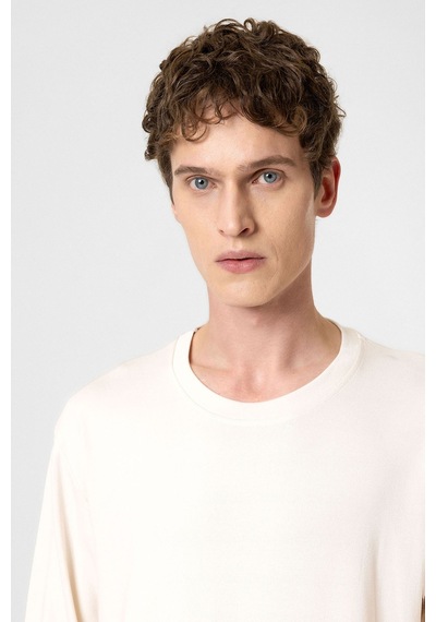 Antioch Relaxed Fit Basic Erkek T-shirt Ekru