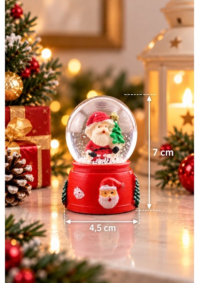 Led Işıklı Mini Noel Baba Kar Küresi 7 Cm 2027 Yeni Yıl Temalı Dekoratif Biblo Yılbaşı Hediyesi