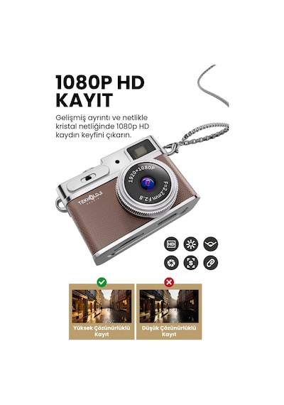 Teknoloji Gelsin Mini 1080P Ekranlı Dijital Anahtarlık Vlog Kamerası
