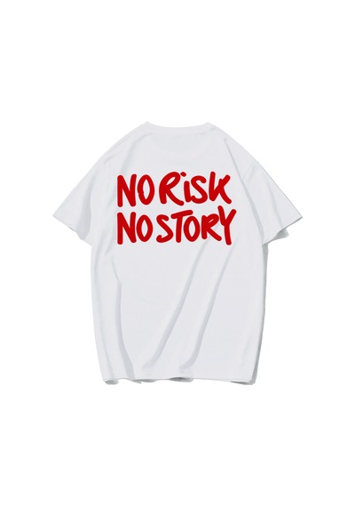 Brz Collectıon Brz Collection Unisex Oversize Red - No Risk No Story - Red T-shirt Beyaz