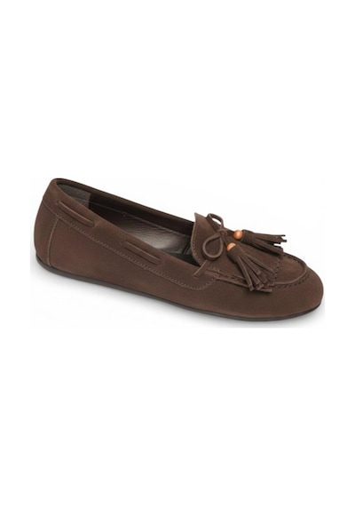Fox Shoes Y996271002 Kahverengi Süet Püskül Detaylı Kadın Babet Kahverengi