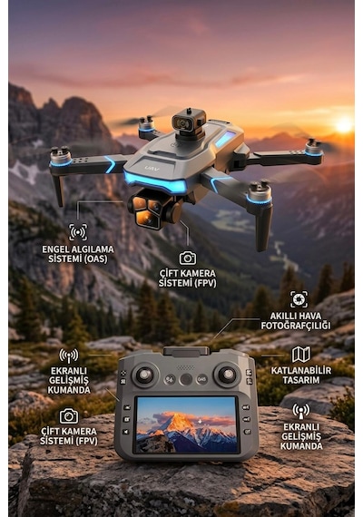 Katlanabilir Ekranlı Kumandalı Drone - Wi-fi Kameralı, Sd Kart Destekli, Şarj Edilebilir Akıllı Drone