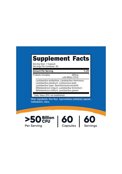 Nutricost Probiotic Complex - 50 Billion Cfu, 60 Capsules.abd...