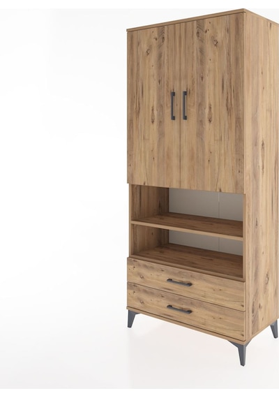 Hyperion Dolap 5 Raflı 2 Çekmeceli 2 Kapaklı 88x44x195 Çam-çam Çam