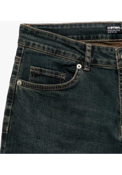 Koton Pamuklu Normal Bel Slim Fit Jean Pantolon - Brad Jean Petrol 7wam40003nd