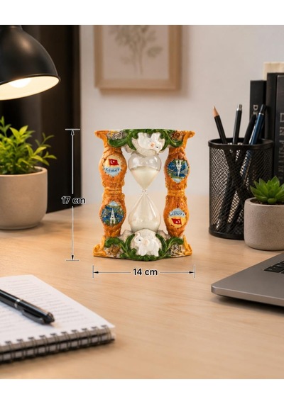 Dekoratif Seramik Kum Saati Fil Figürlü Masaüstü Biblo Ev Ofis Sehpa Konsol Dekoru 17x14 Cm 93849182