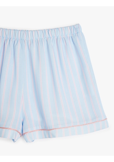 Koton Çizgili Slim Fit Viskon Şort Pijama Altı Mavi Çizgili 5slk80007mw Mavi Çizgili Mavi