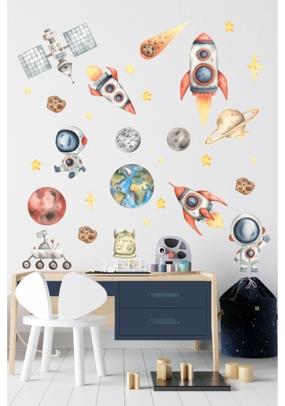 Uzay Temalı Çocuk Odası Sticker Seti