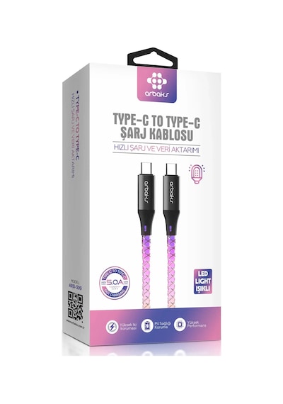Pd Type-c 5a Rgb Işıklı Şarj Kablosu Arbaks Arb-309