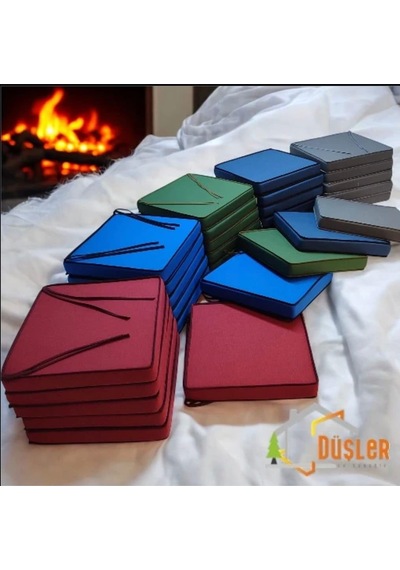 40x40 Desensiz Su Ve Leke İtici Duck Kumaş Fermuarlı Bağcıklı Biyeli Sandalye Minderi 5 Cm Antrasit Gri - Antrasi Diğer
