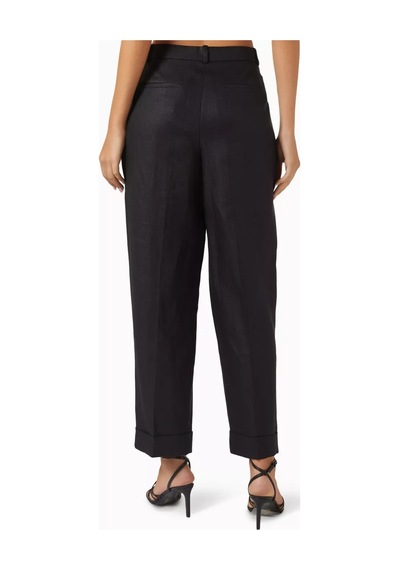 12storeez Keten Rahat Kesim Pantolon, Modern Klasik Tapered Tasarım Siyah