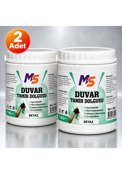 2 Adet Hazır Duvar Tamir Dolgusu 1 Kg Macunu Zemin Alçı Sıva Derin Boşluk Doldurucu Çatlak Onarıcı