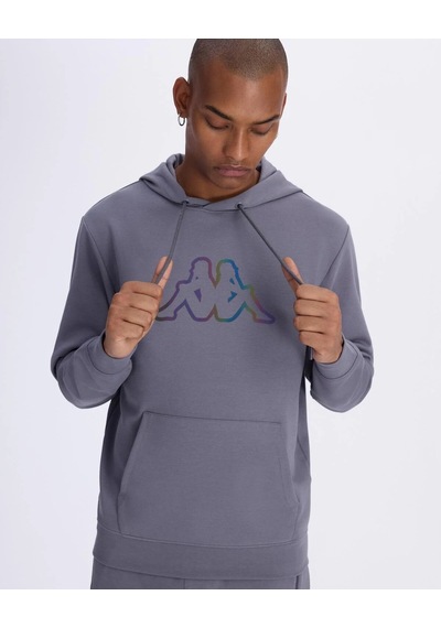 Kappa Logo Brian Hoodie Erkek Volkanik Gri Regular Hoodie Siyah
