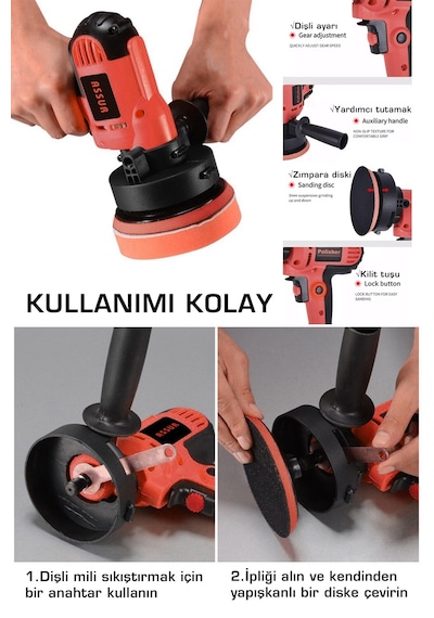 Assur Pro 450w Elektrikli 125mm Dikey Polisaj Zımpara Makinesi-2575